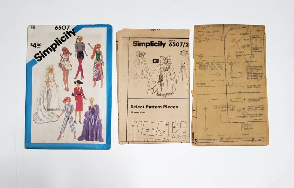 Simplicity Pattern 6507 for 11.5" DOLL such as Barbie UNCUT