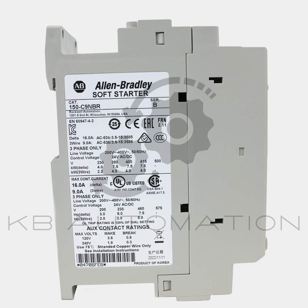 150-C9NBR SMC-3 Open Smart Motor Controller, 9A, 24V AC/DC control voltage