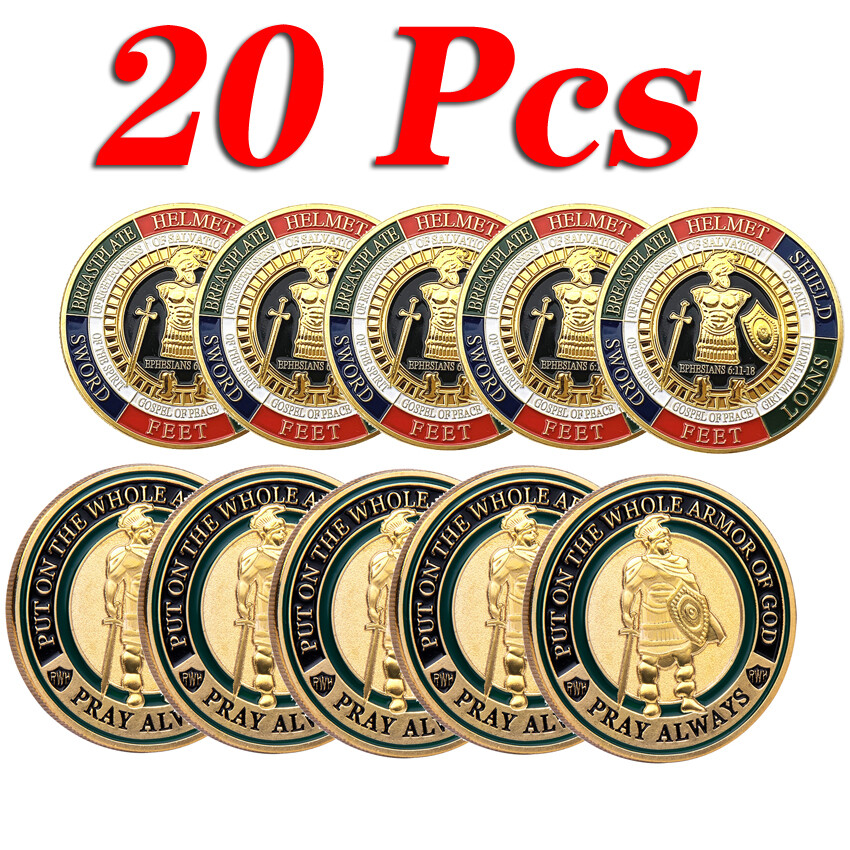 20 PCS Put On the Whole Armor Of God Commemorative Collection Challenge Coin
