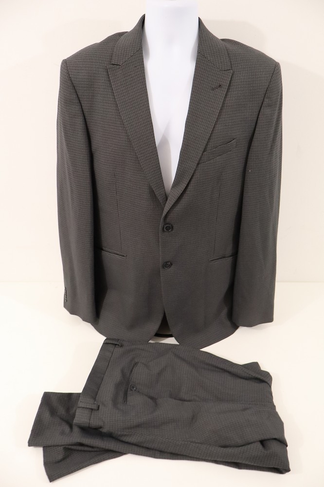 Taylor & Wright Tailored Check Suit 42L 42W Dark Grey