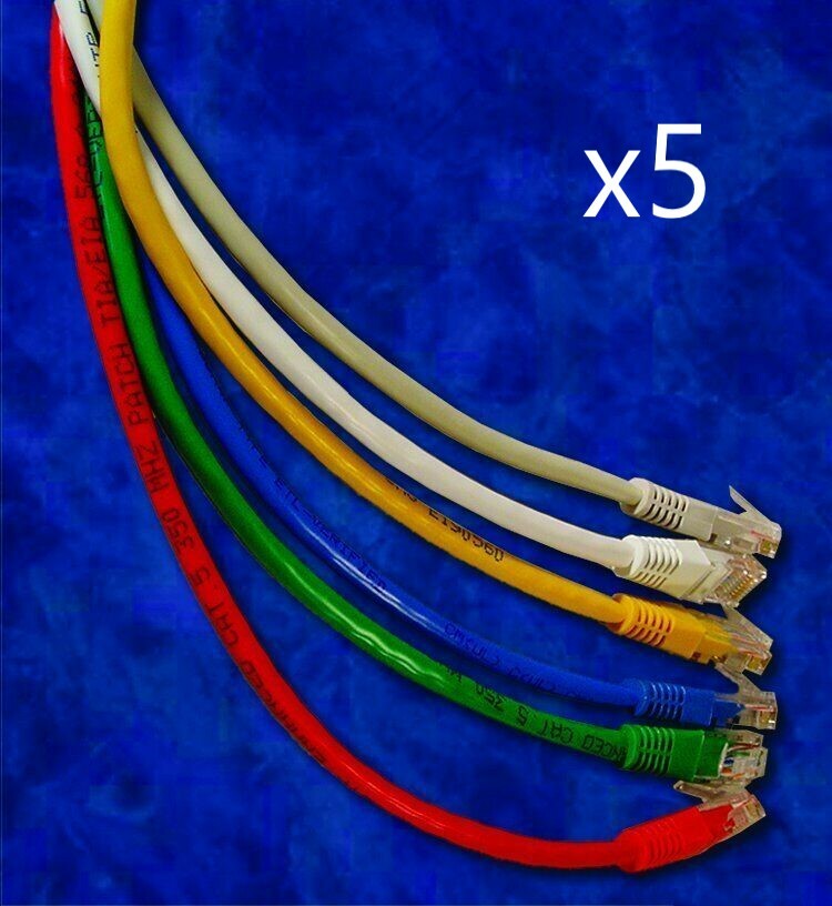 5 Pack - 25ft CAT5e Ethernet Network LAN Router Patch Cable Cord - Pick Colors