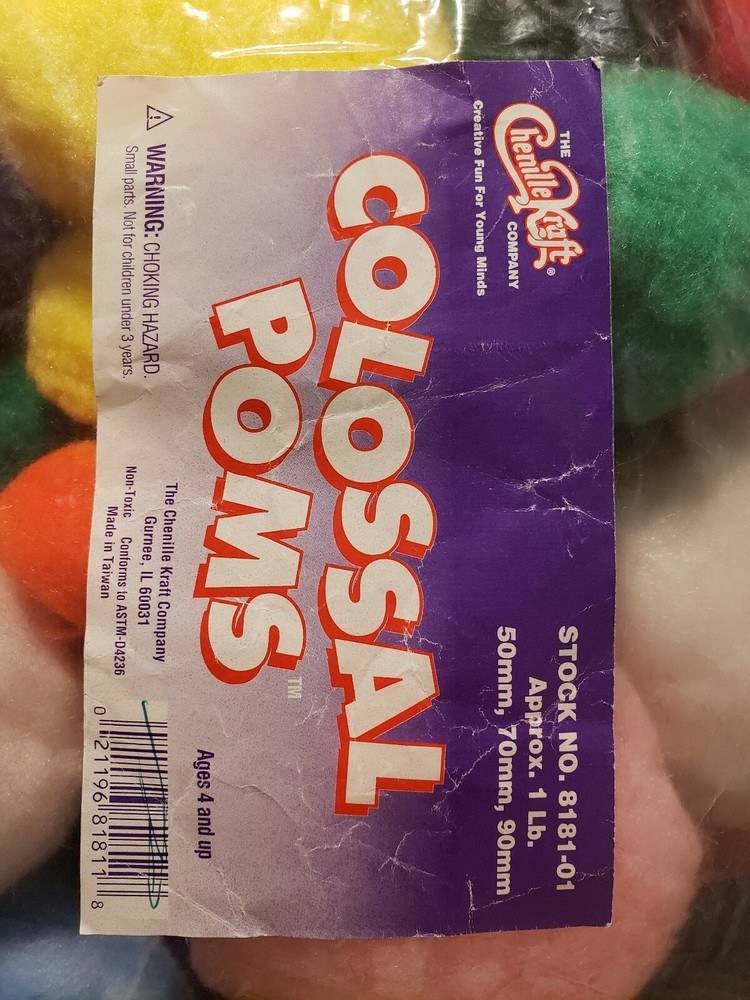 Chenille Kraft Colossal Non-Toxic Pom Pon, Assorted Size, Assorted Bright Col...
