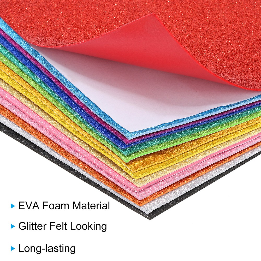 5 Sheets 2mm Glitter Foam Sheet EVA Paper with Back Adhesive, Light Gold