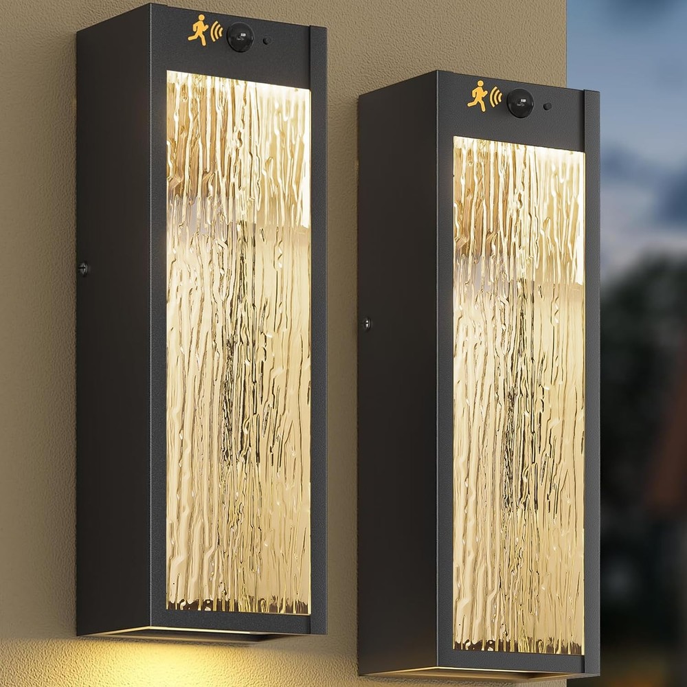 Motion Sensor LED Outdoor Wall Light Fixtures 2 Pack, Sensor, Black