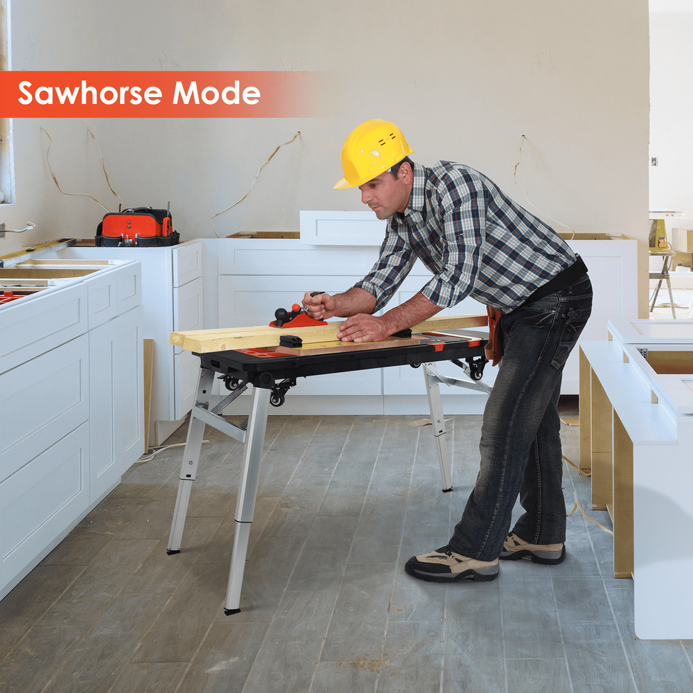 7-In-1 Multifunctional Folding Work Table, Portable Workbench for Garage, as Saw