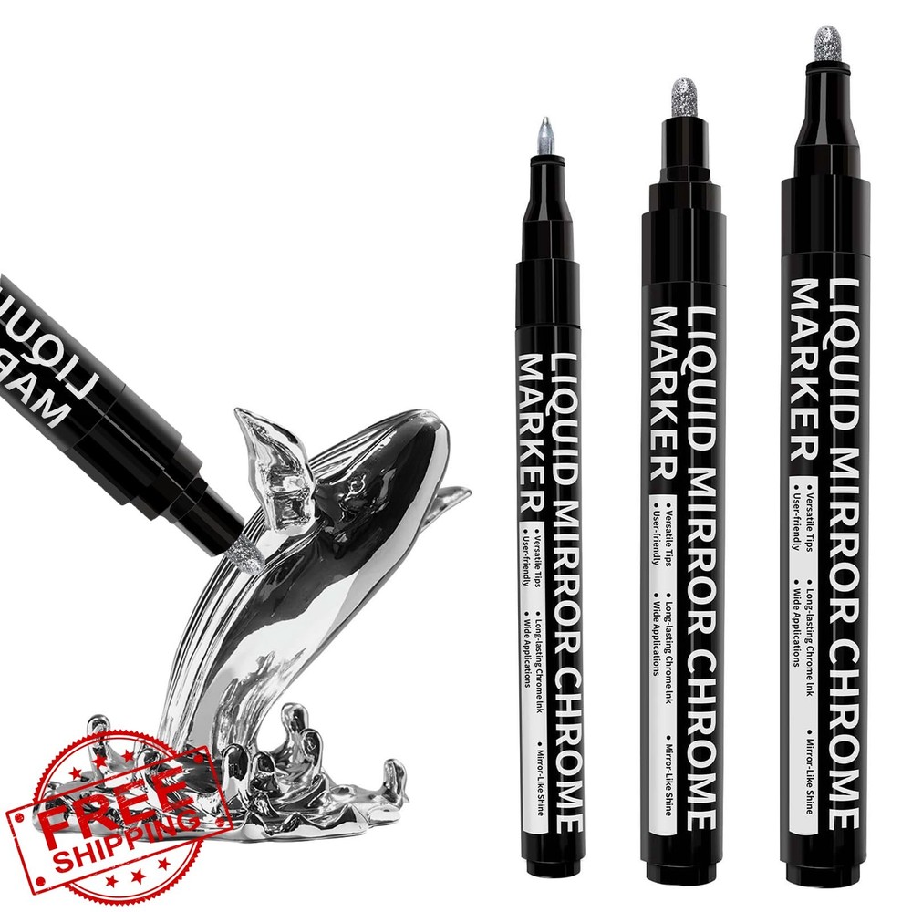 HTVRONT Silver Liquid Mirror Chrome Marker, 3 Pcs Paint Pen