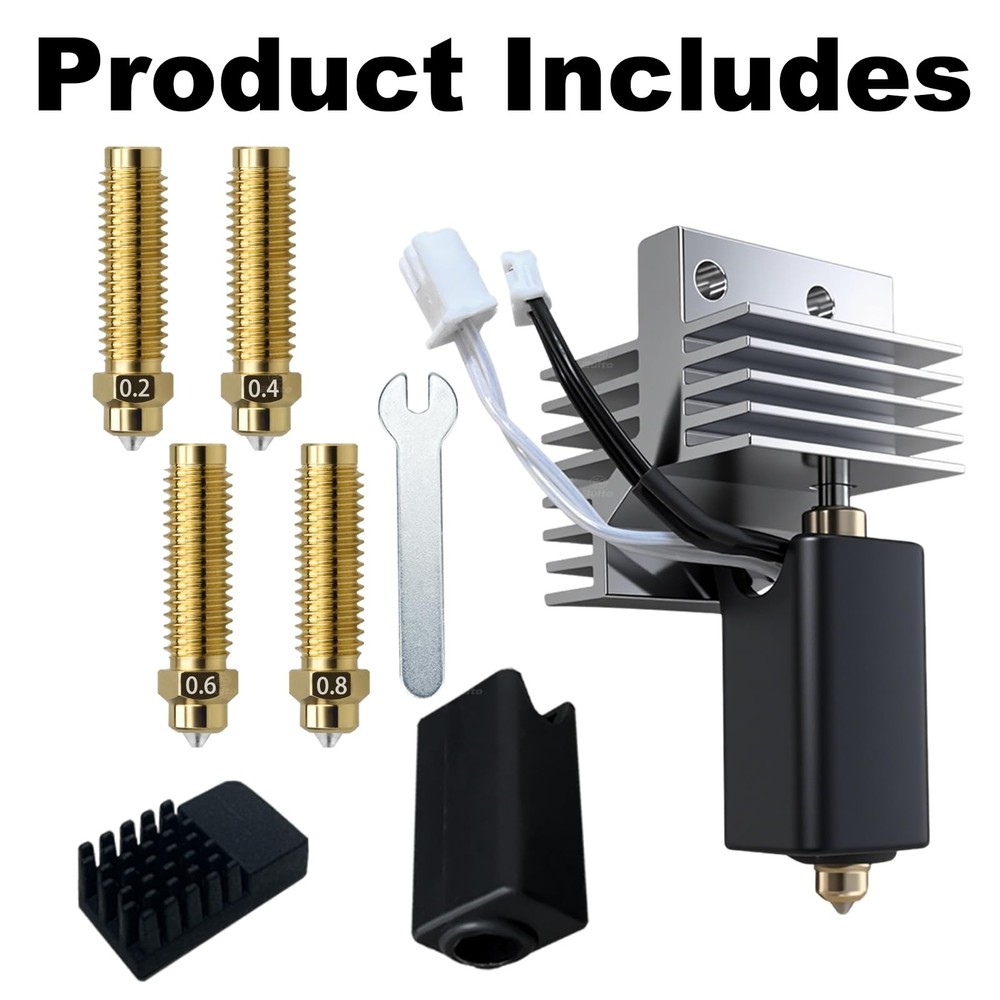 Carbon Hotend Kit for Elegoo Centauri 0.4mm Hardened Nozzle & 4pc Multi-Size Set