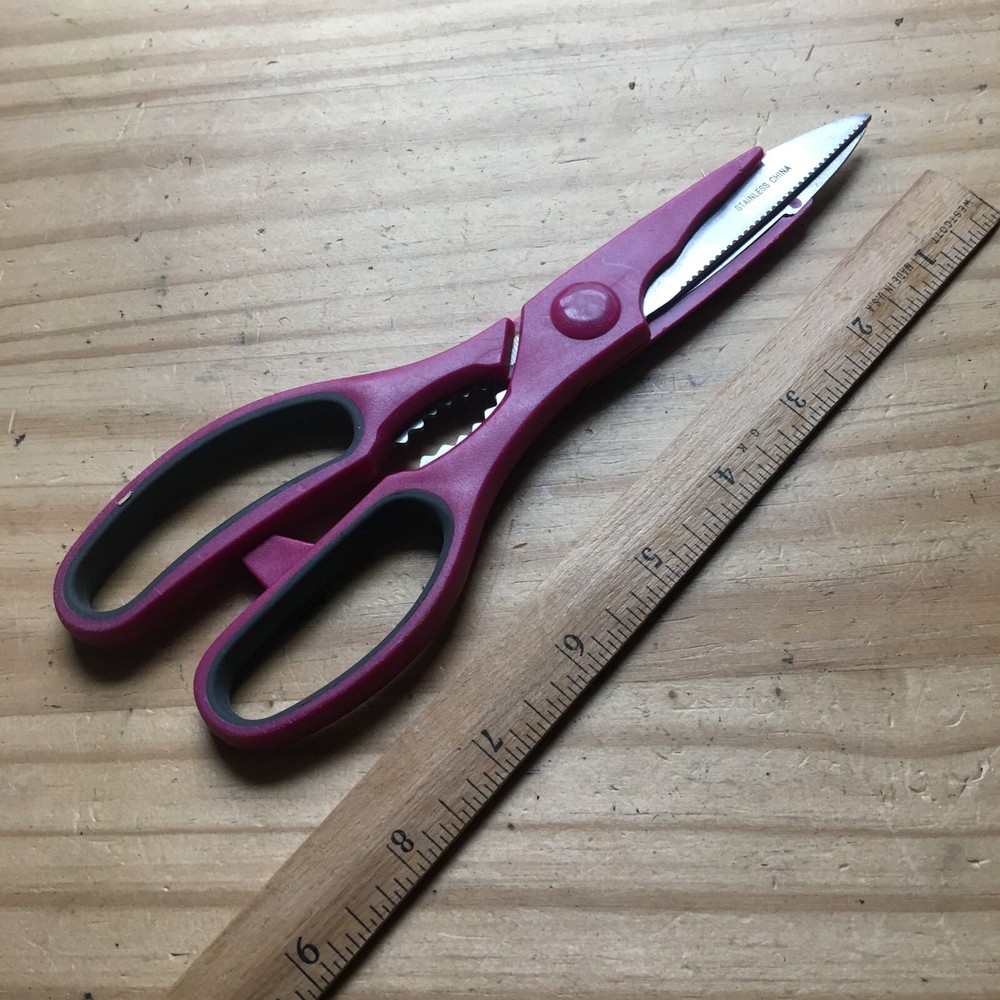 Pink Stainless Steel Multi-purpose Kitchen Scissors Shears Nut Cracker 8.5"L