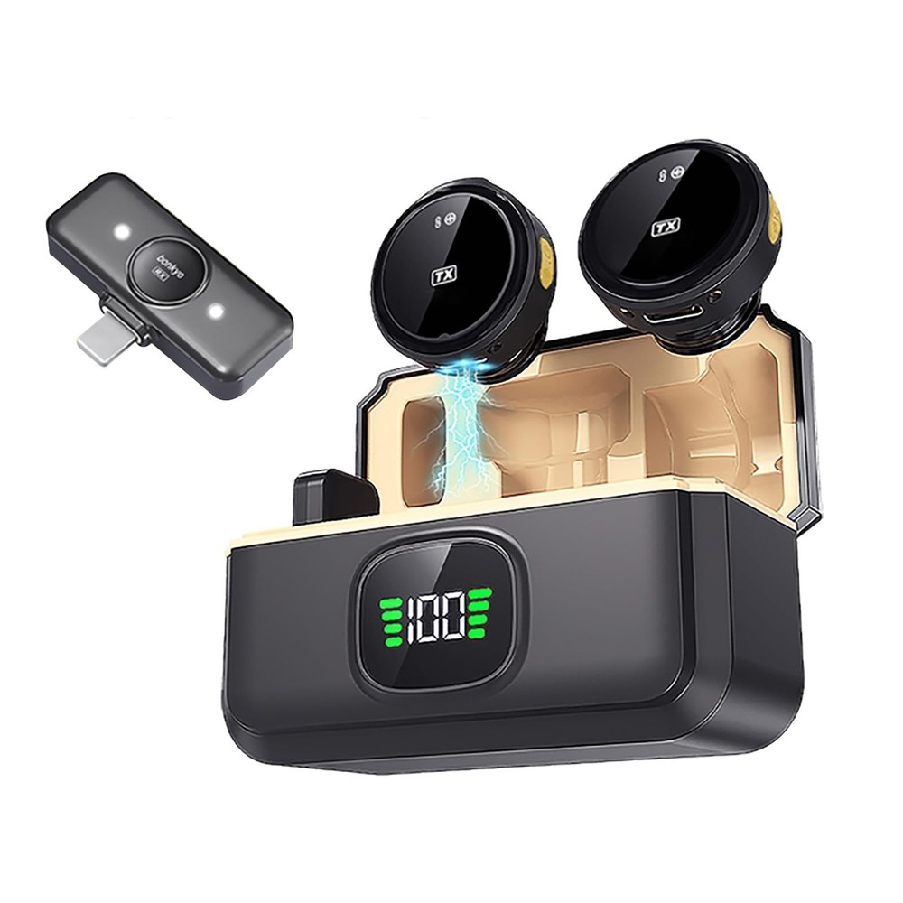 Magnetic Wireless Lavalier Mic for Android, iPhone(2 TX+1 RX+Charging Case), ...