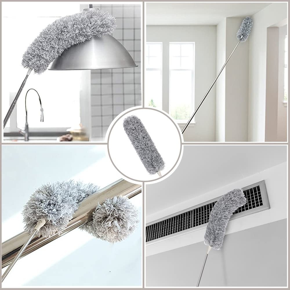 Microfiber Duster Cleaning Kit with 100 Inch Telescoping Extension Pole, Reus...