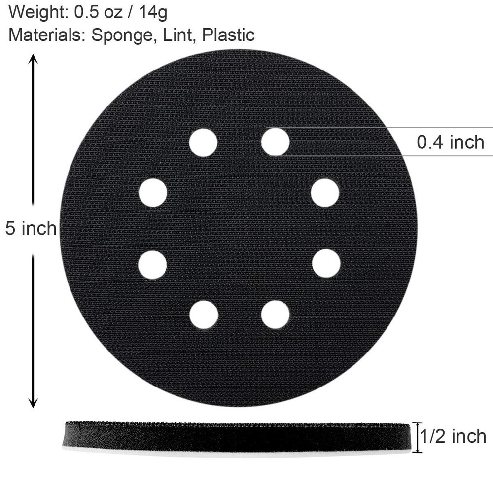 2 Pack 5 Inch 8-Hole Sponge Cushion Buffer Hook and Loop Orbital Sander Foam Pad