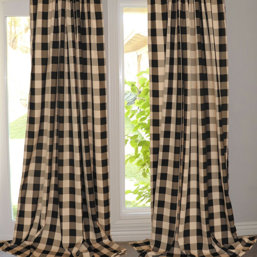 Buffalo Checkered Polyester Curtain Window Treatment/Décor Black and Tan