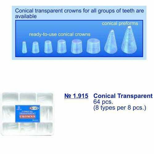 64 Pcs Dental Restoration Conical Transparent Crowns Preforms Matrices Matrix