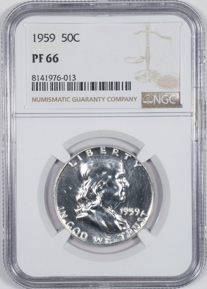 1959 NGC PF66 Benjamin Franklin Silver Half Dollar Gem Proof