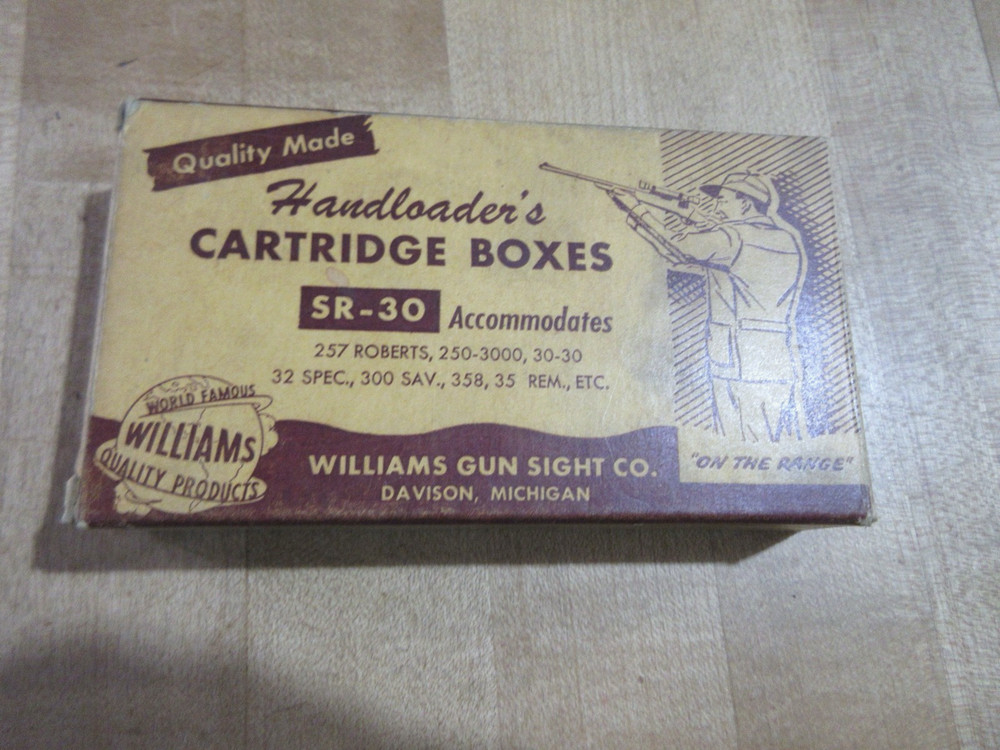Empty Ammo Box Williams Handloader's cartridge Box SR-30 with insert  (dl)