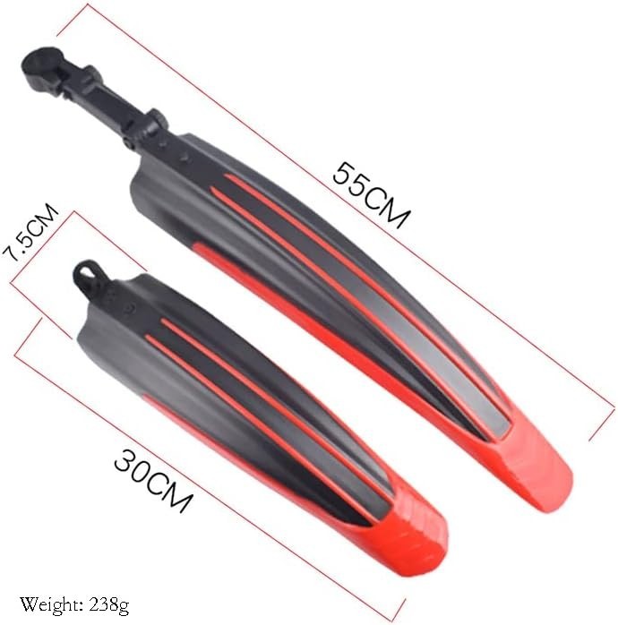 Adjustable Mountain Bike Mudguards Set - All Black