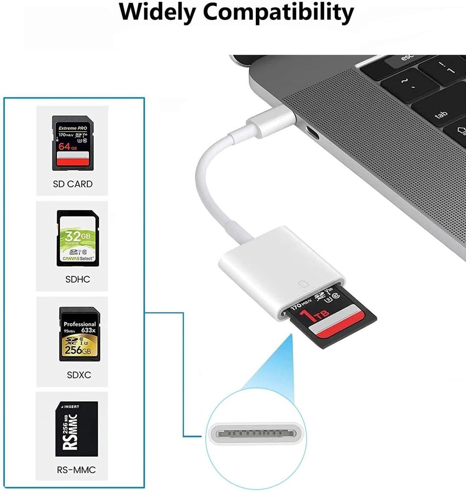 USB C SD Card Reader Adapter Universal for Phone Tablet Laptop Camera