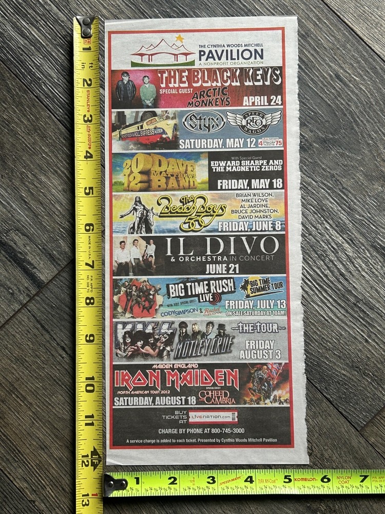 KISS Concert Ad Advert The Tour Houston TX Aug 3 2012 Vintage Kiss C