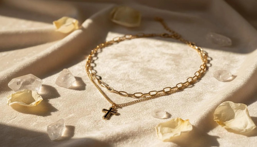 2 Row Cross Necklace