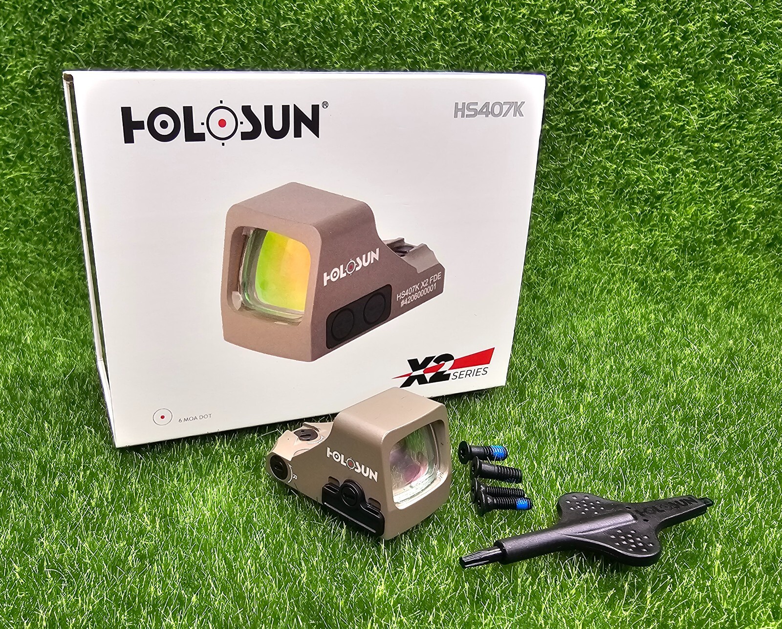 Holosun Classic Open Reflex Red Dot Sight 6 MOA Dot, FDE - HS407K X2 FDE