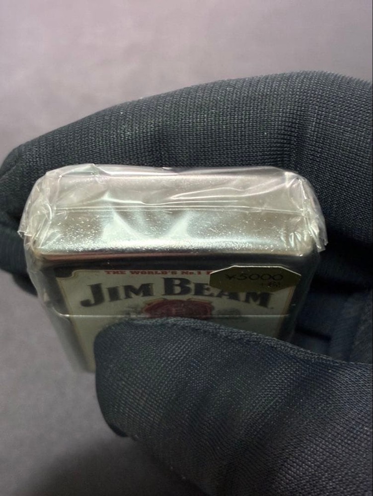 Zippo Jim Beam Bourbon Silver Dust One Sided Processing Lighter Regular Japan