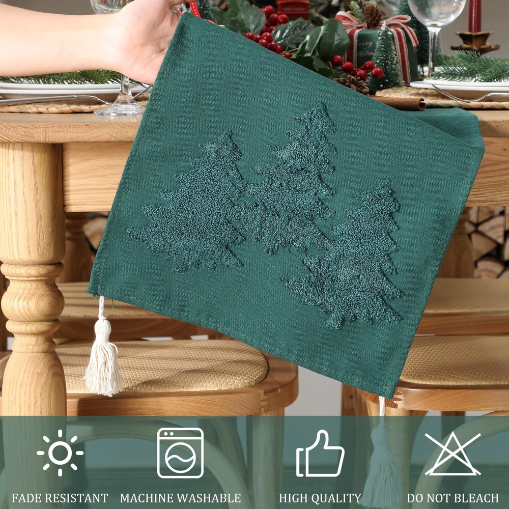 Christmas Tree Table Runner Jacquard Christmas Tree Dinner Table Runner Xmas ...