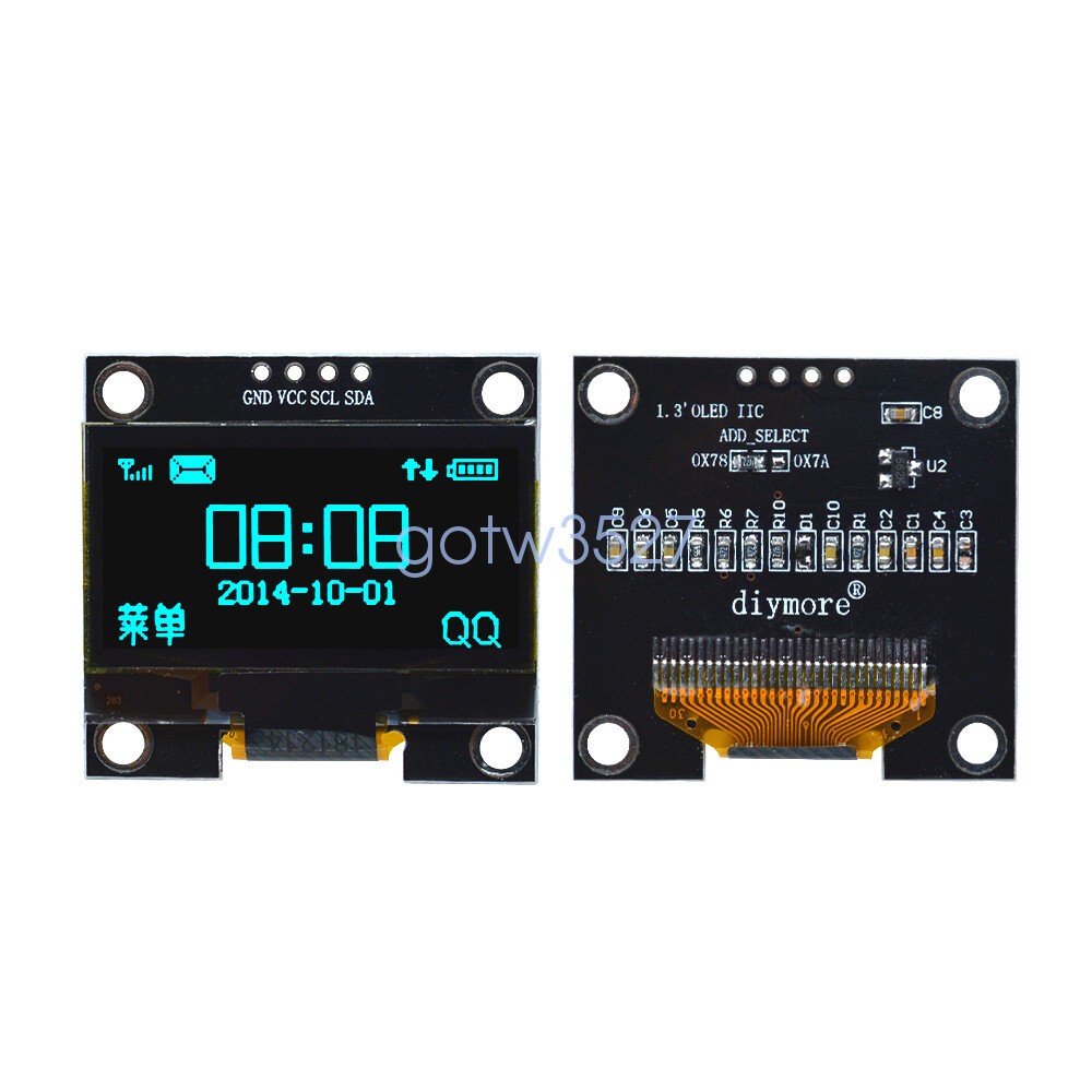 1.3" OLED LCD Display Module White/Blue IIC I2C Interface 3.3-5V For Arduino