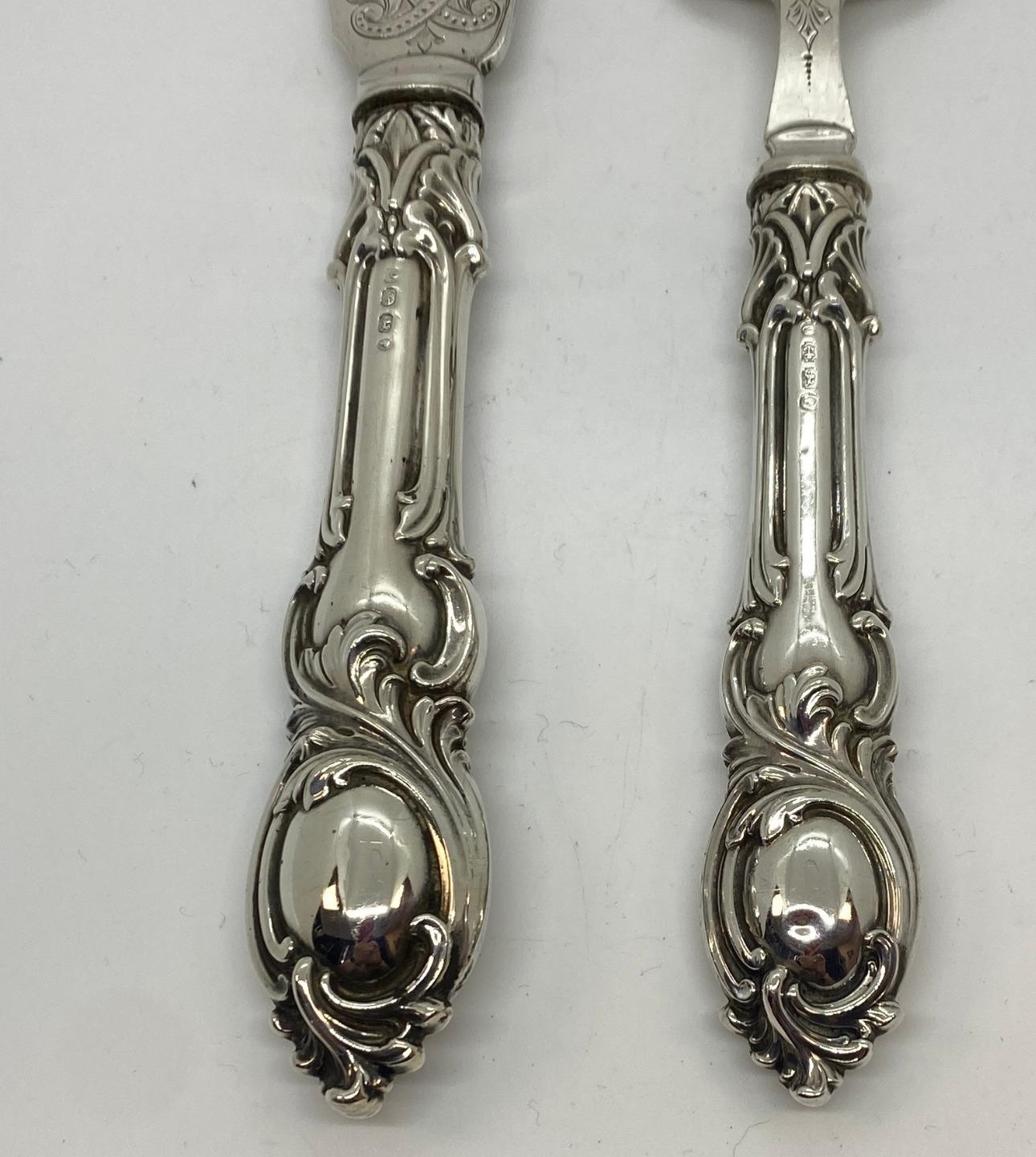 John Gilbert Sterling Silver Birmingham Fish Serving Set 1860s No Monogram