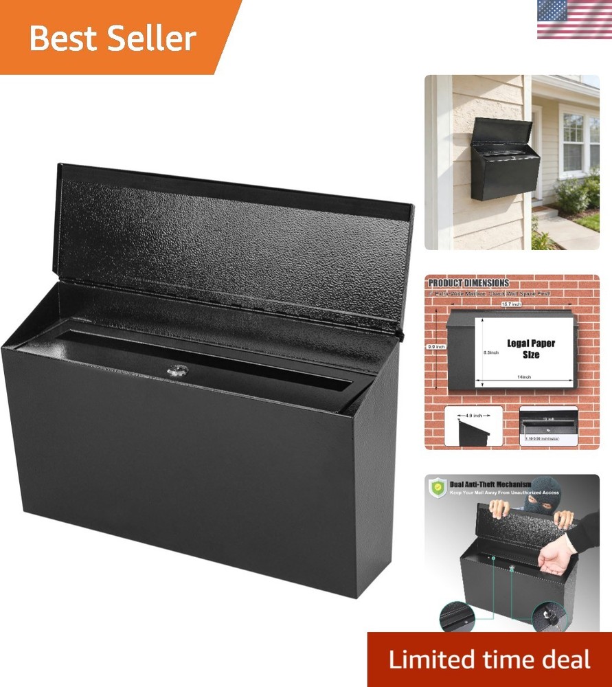 Locking Wall Mount Mailbox – Large Capacity with Key Lock for Ultimate Security