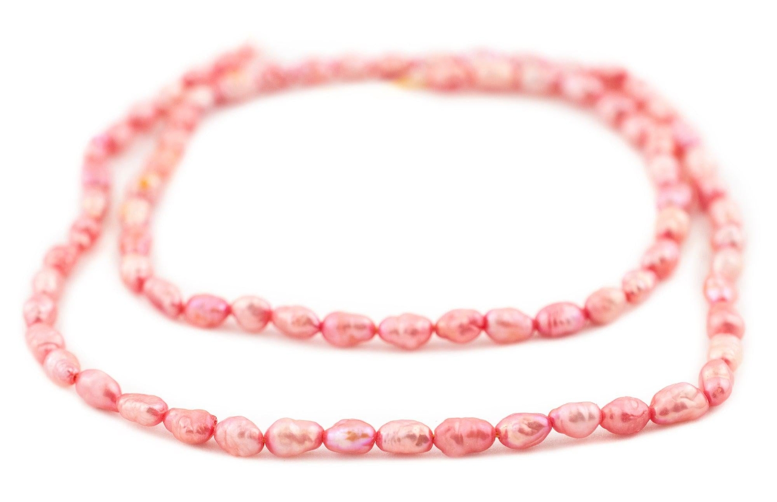 Blush Red Vintage Japanese Rice Pearl Beads 3mm Pink Oval 16 Inch Strand