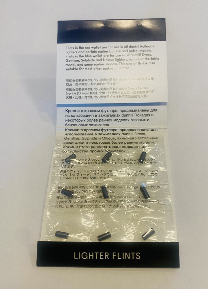 Dunhill BLUE Flints For UNIQUE Lighters, Package 9 NEW Flints