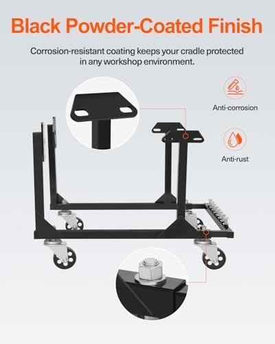 Heavy Duty Rolling Engine Cradle Stand with Wheels, 750 LBS Capacity, Chevy Comp