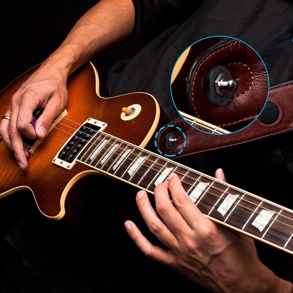 Guitar Strap Locks Silicone Blocks Rubber Black