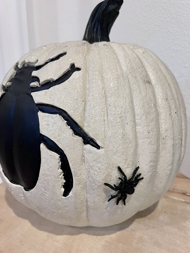 13” Spider Pumpkin - White Glitter