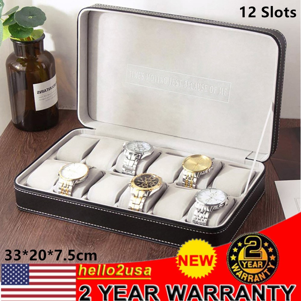 New Multiple Sizes Watch Display Case Storage Box Case | Leather Rounded Corner