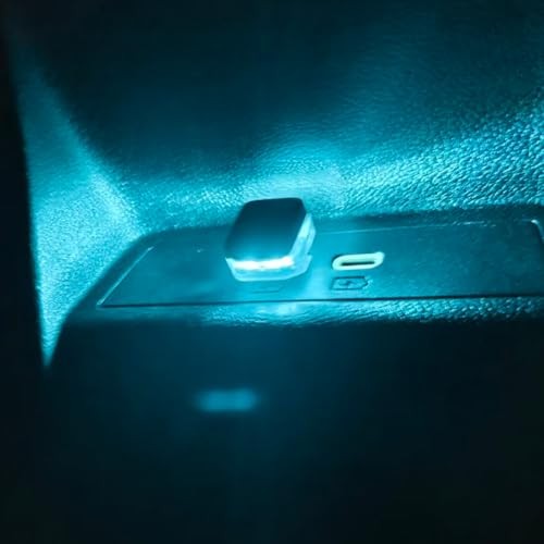 2PCS USB LED Car Interior Atmosphere Light, Universal Mini Plug-in USB IceBlue