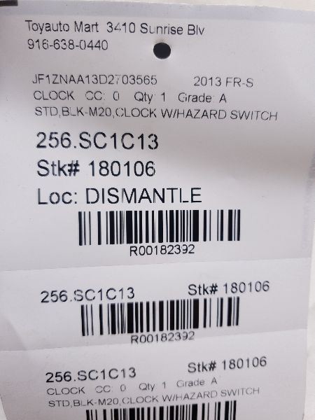 13-17 SCION FR-S INTERIOR DIGITAL CLOCK ASSEMBLY