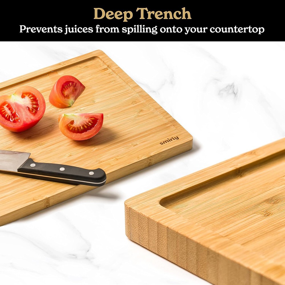 Wooden chopping board for kitchen preparation and serving