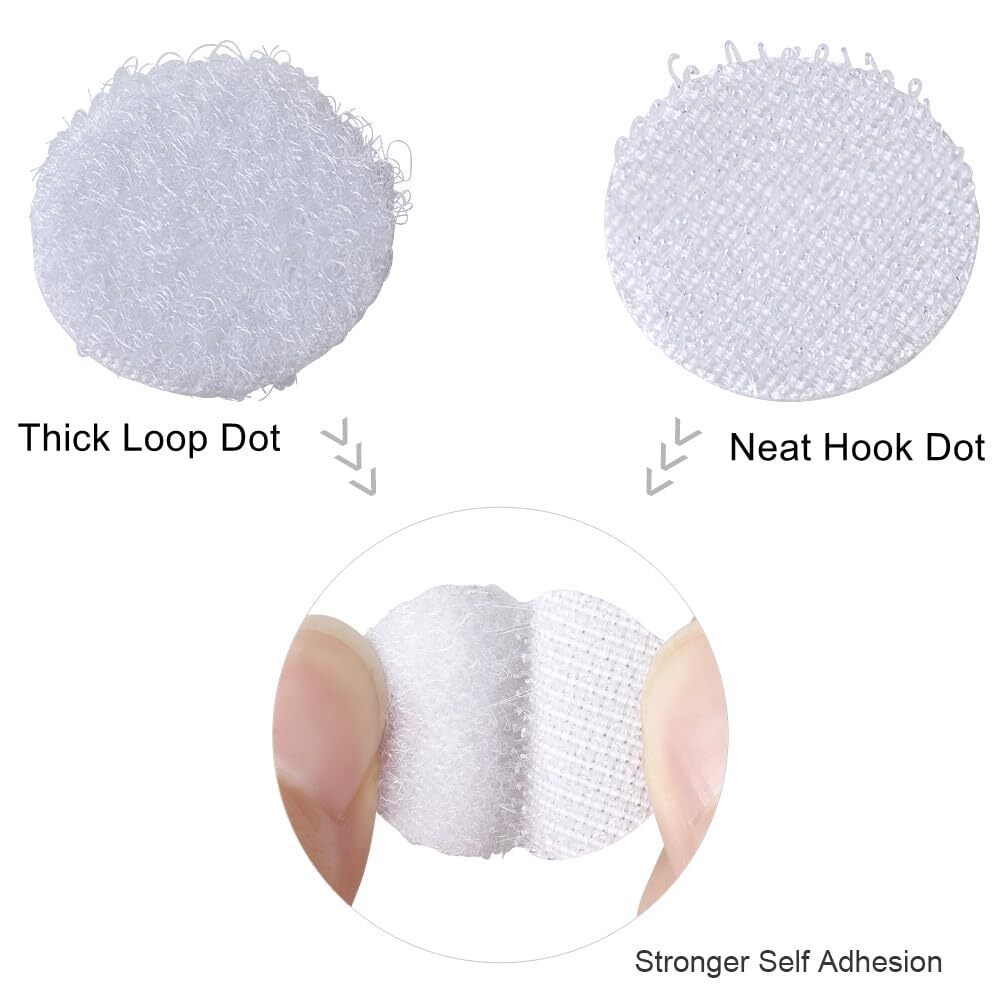 Self Adhesive Dots, 500Pcs (250 Pair Set) 0.78 Inch/ 20mm Diameter Hook and Loop