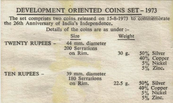 India 1973 Development Oriented 2 Silver Coin Set Rare Proof Set