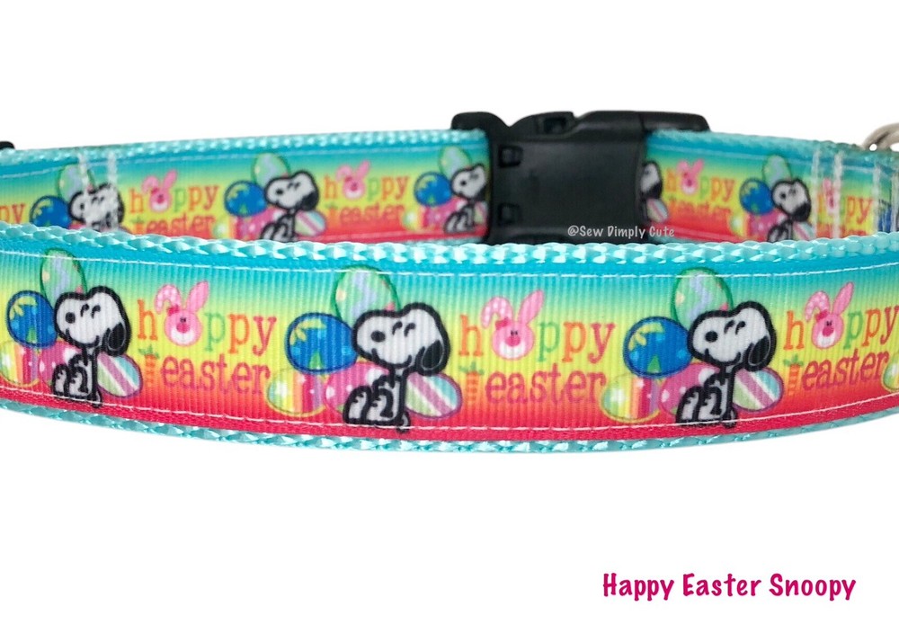 Happy Easter Snoopy Dog Collar Spring Eggs Peanuts