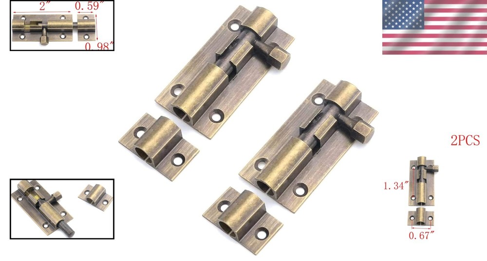 Solid Brass Gate Latch 2-Pack - Antique Bronze, Weatherproof Design