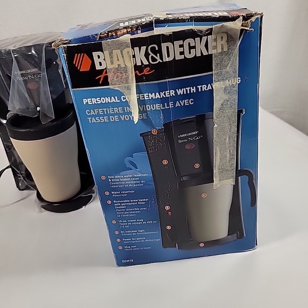 Black & Decker Brew & Go Personal Coffee Maker with Cup Model DCM18 Open Box