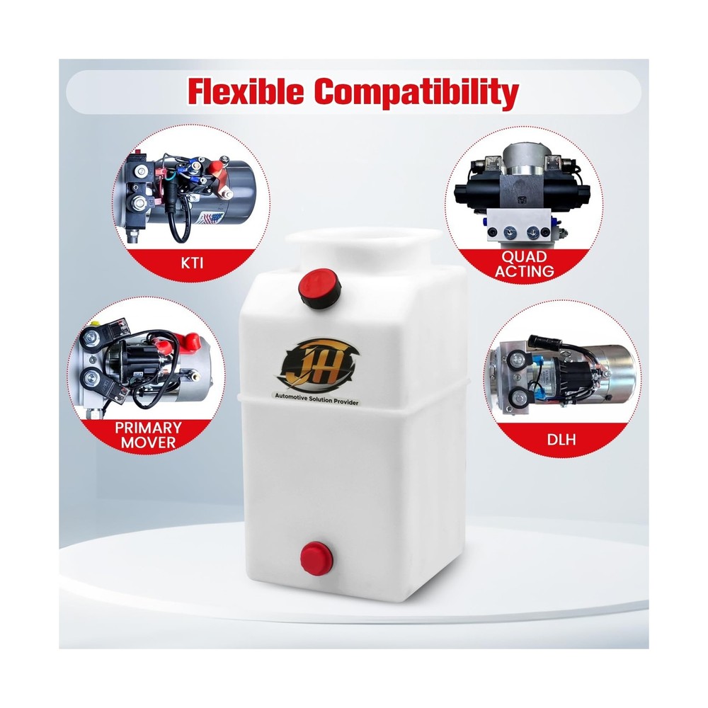 6 Quart Poly Power Unit Reservoir for Hydraulic Systems, Polyethylene Flat Bo...