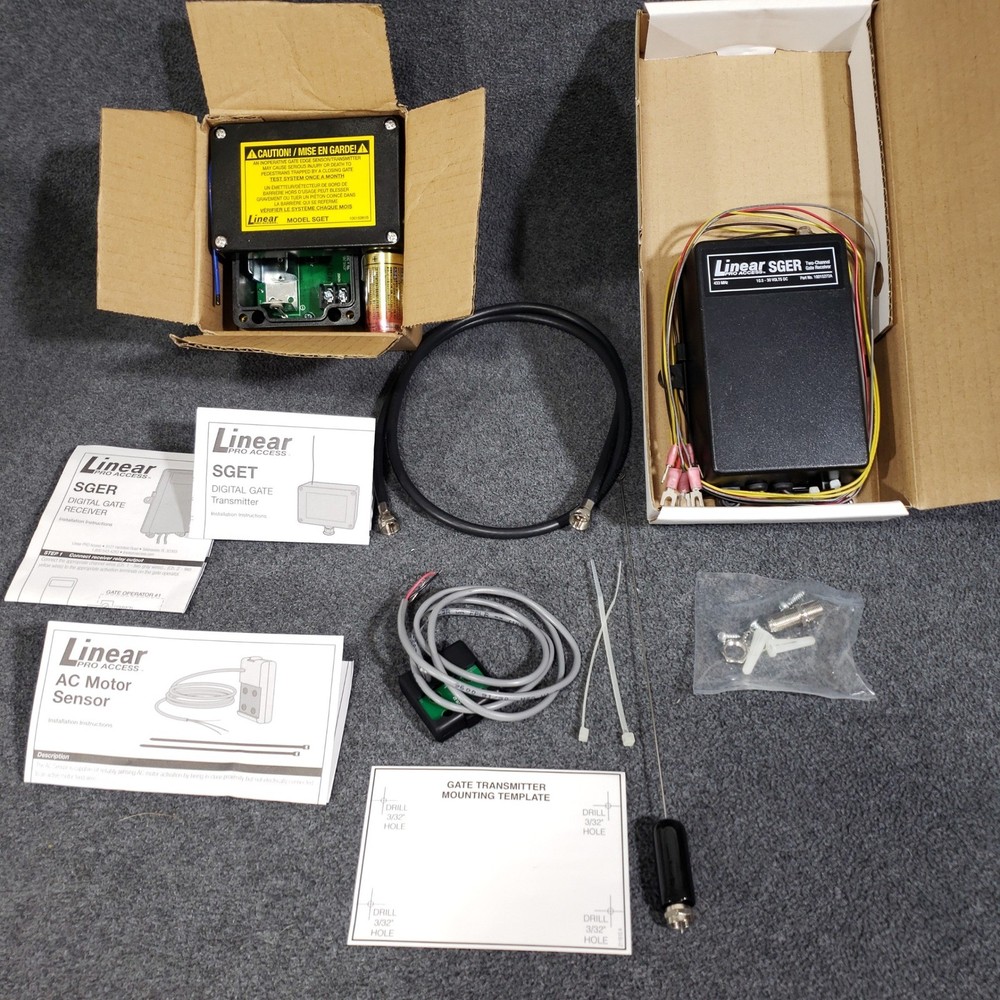 Linear Pro Access Gate Bundle SGER Receiver, SGET Transmitter, AC Motor Sensor