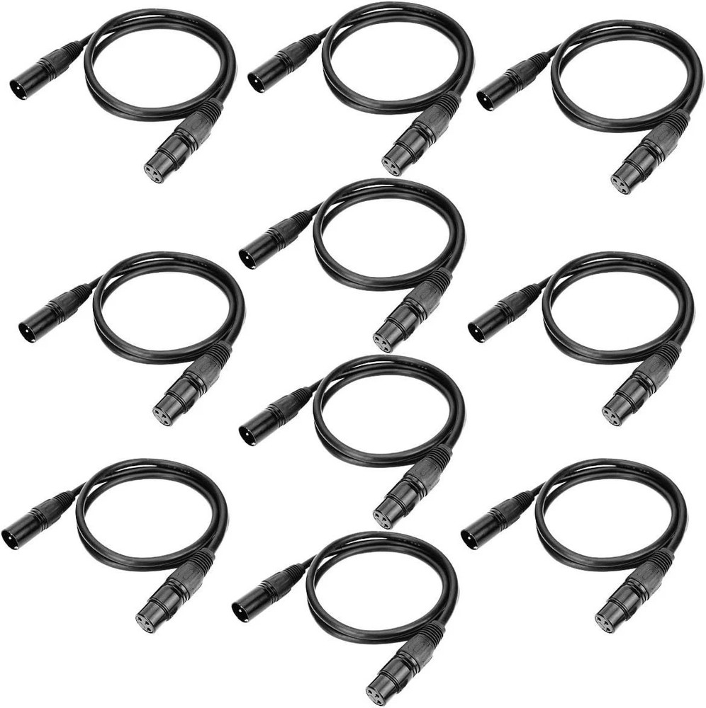 High-Quality 3.2ft DMX Cables - 10PCS Pack, Perfect for Stage Lighting Functions