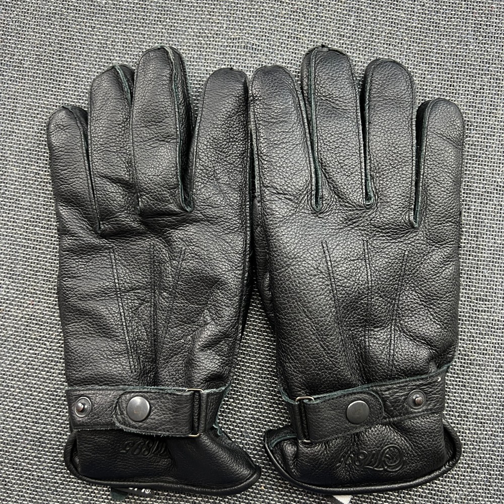 Real Leather Gloves Mens Size Medium Black Primaloft Lined