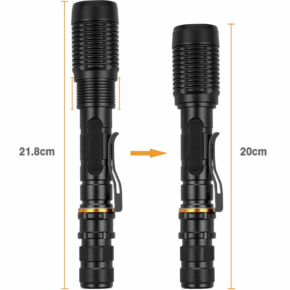 2Pcs LED Powered Flashlight For Police Tactical XML 18650 5-Zoom Mode US