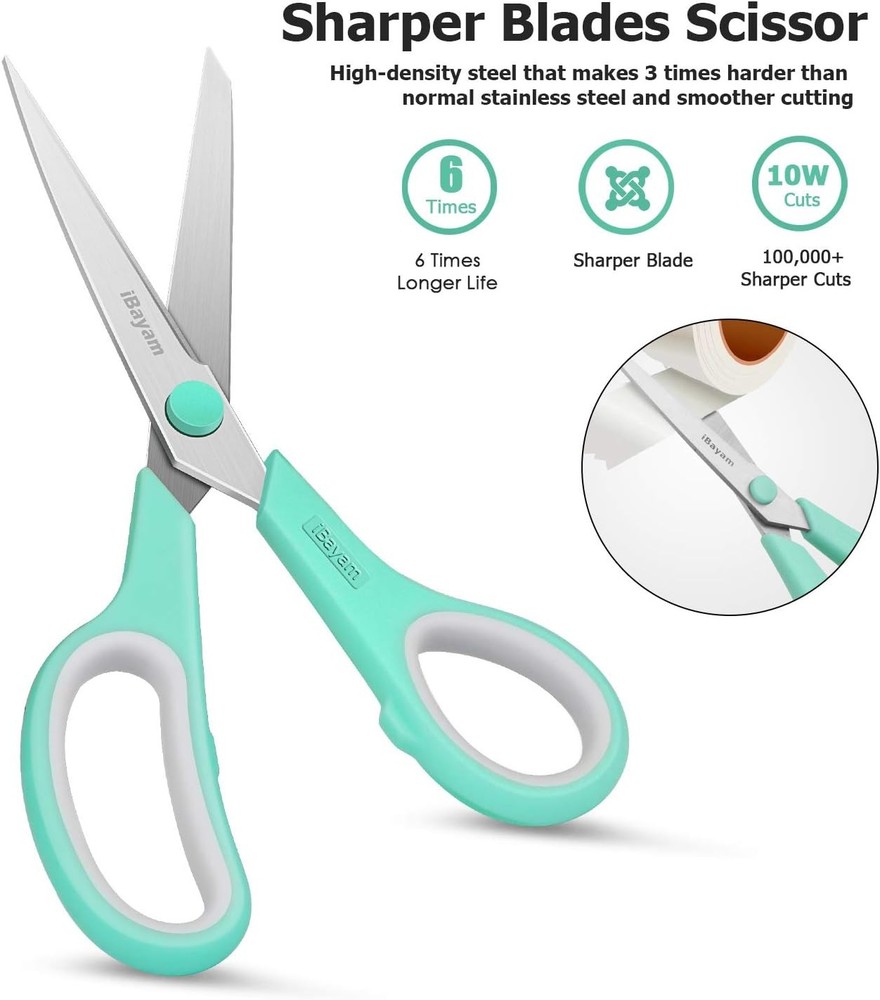 All Purpose Scissors Bulk 3-Pack Ultra Sharp 2.5mm Thick Blade Shears
