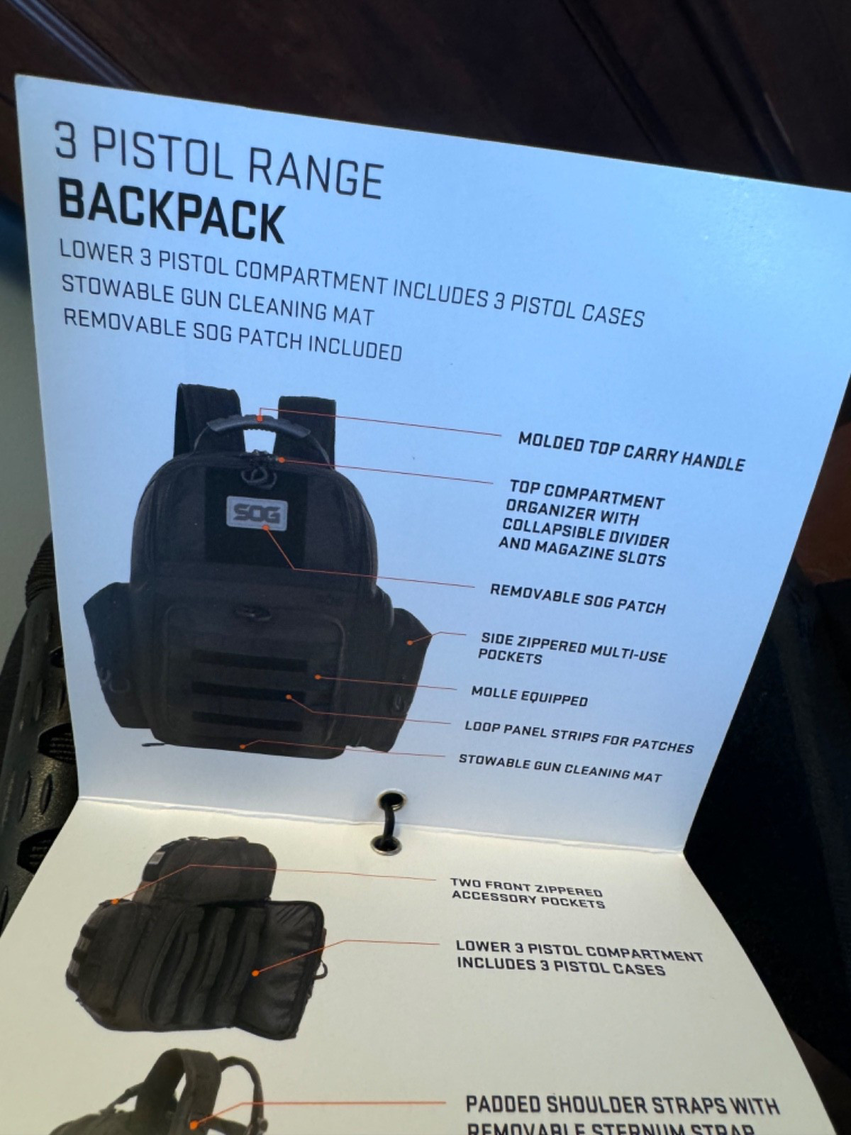 SOG Heavy Duty 3 Pistol Range Tactical Backpack W/3 Gun Cases Brand New w/ Tags